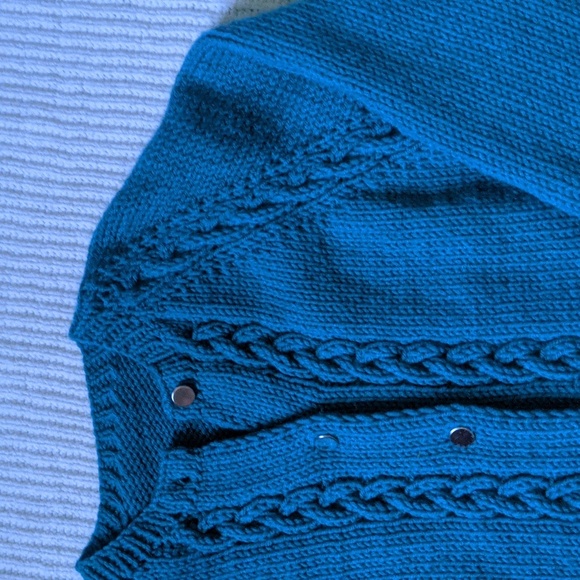 Handmade knitted cardigan sweater teal - Picture 2 of 4